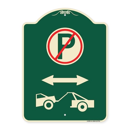 No Parking Tow Away Zone With Graphic Heavy-Gauge Aluminum Architectural Sign